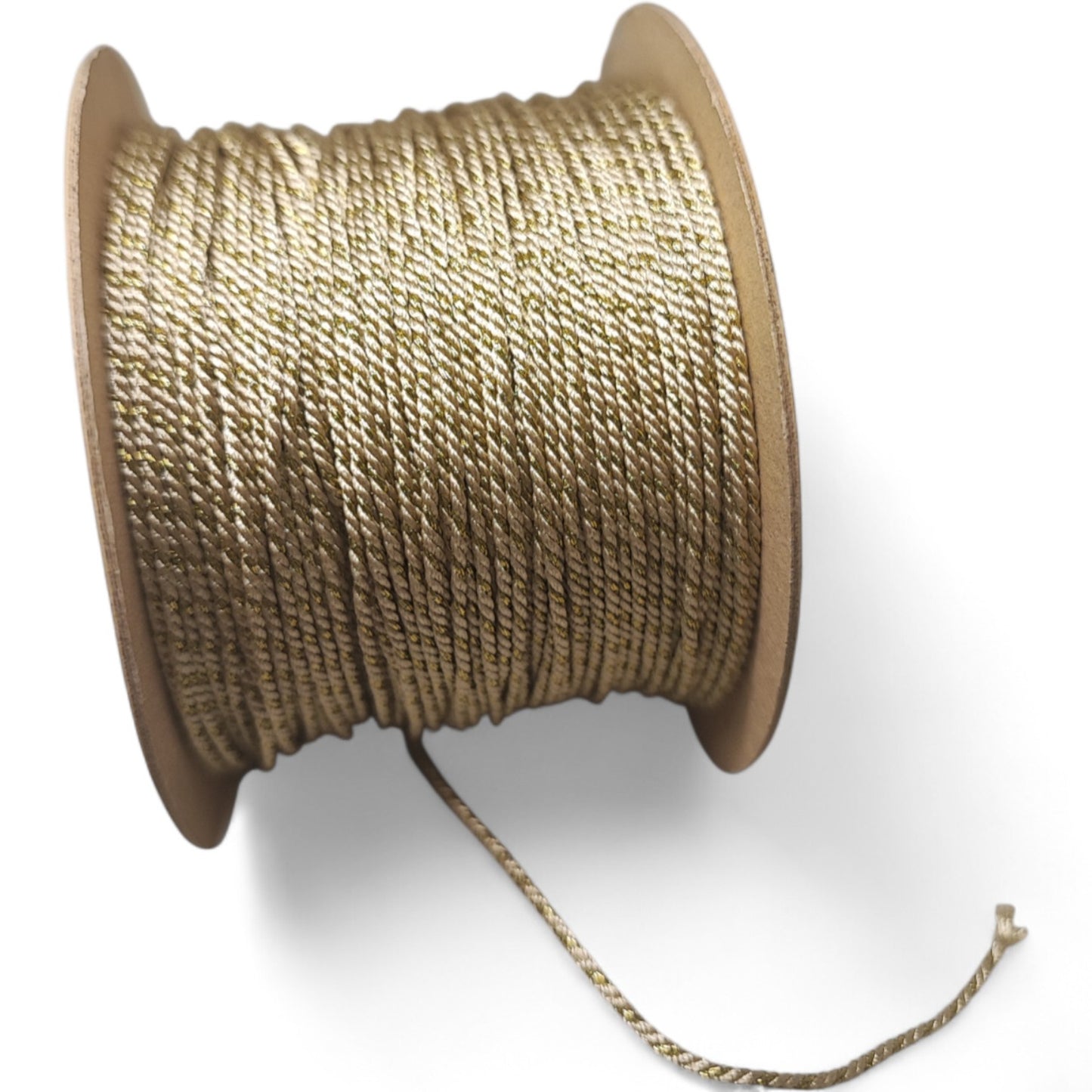 Cordon Torsadé Coton et Doré – 1 mm – 1 mètre