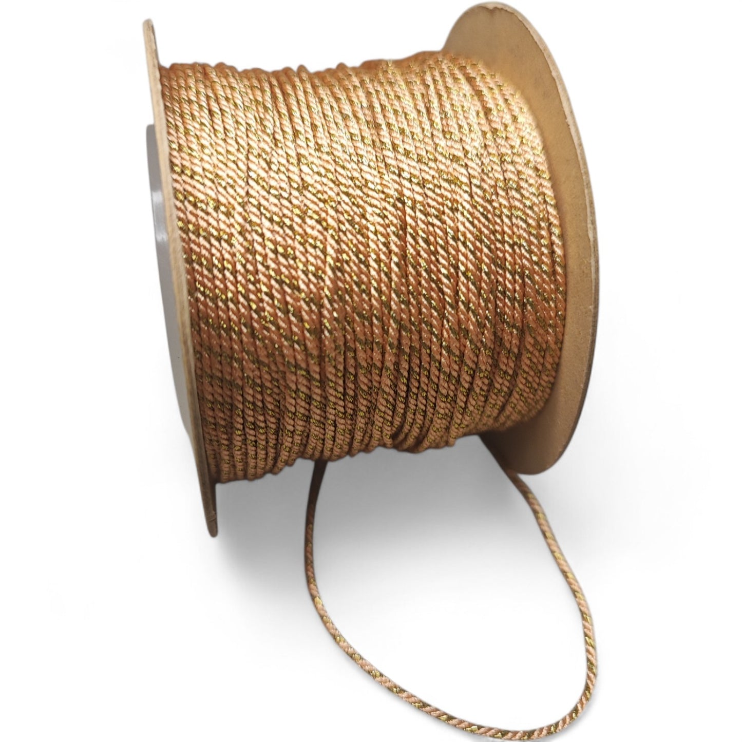 Cordon Torsadé Coton et Doré – 1 mm – 1 mètre