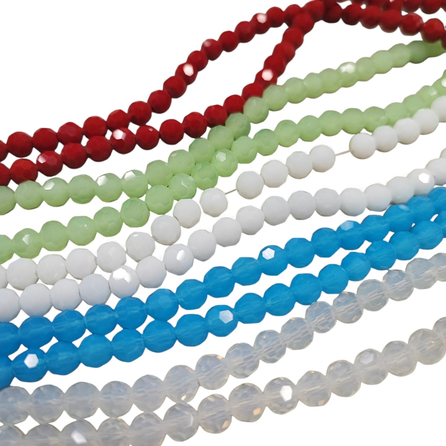 1 Fil de Perles en Verre Opaline à Facettes – 6 mm – Couleurs au choix