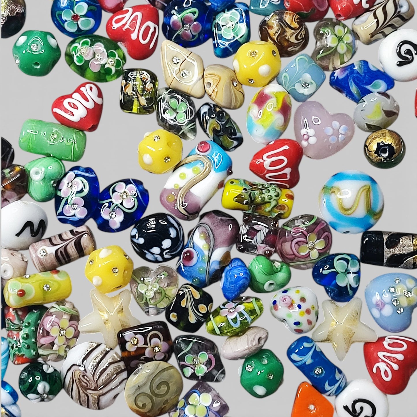 x1 Perle Artisanale en Verre Filé (Lampwork) – Pièces Uniques – Formes et Couleurs Variées