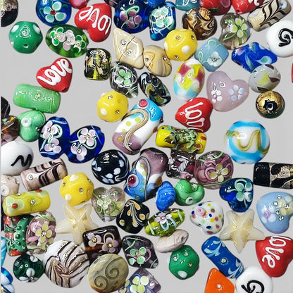x1 Perle Artisanale en Verre Filé (Lampwork) – Pièces Uniques – Formes et Couleurs Variées