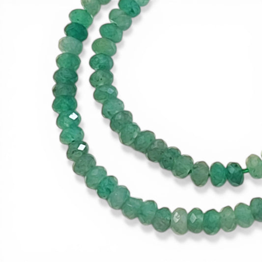 Fil de Perles en Aventurine Verte Naturelle – Rondes Facettées – 4 x 2 à 2,5 mm – 38 cm