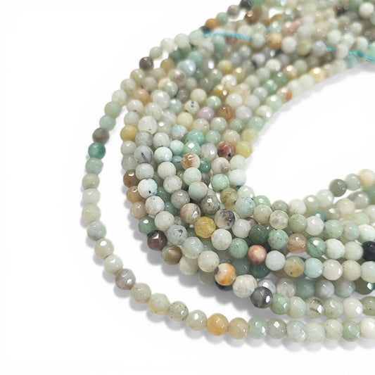 Fil de Perles en Amazonite Naturelle – Rondes Facettées – 4 mm – 36 cm