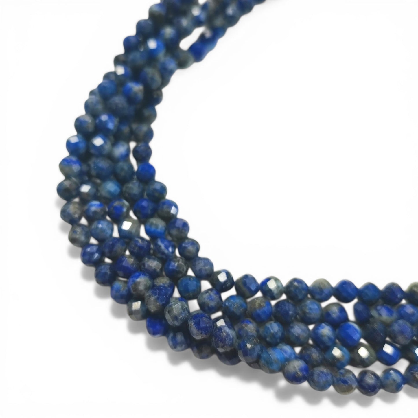 Fil de Perles en Lapis-Lazuli Naturel – Rondes Facettées – 4 mm – 39 cm