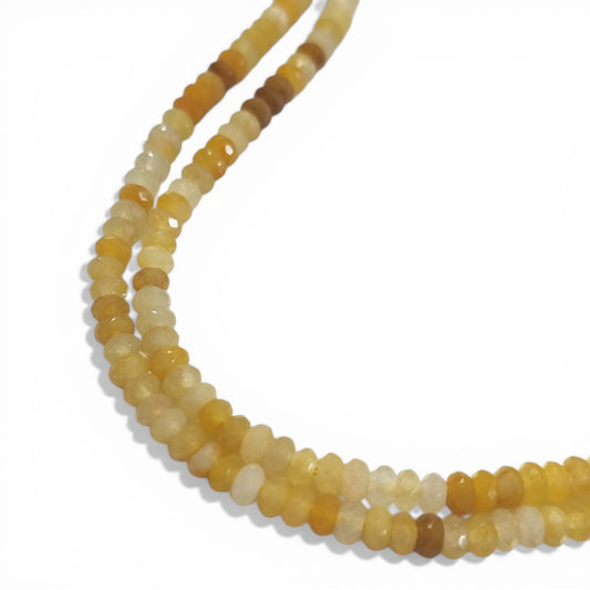 Fil de Perles en Jade Topaze Naturelle – Rondelles Facettées – 4 x 2 à 2,5 mm – 38 cm