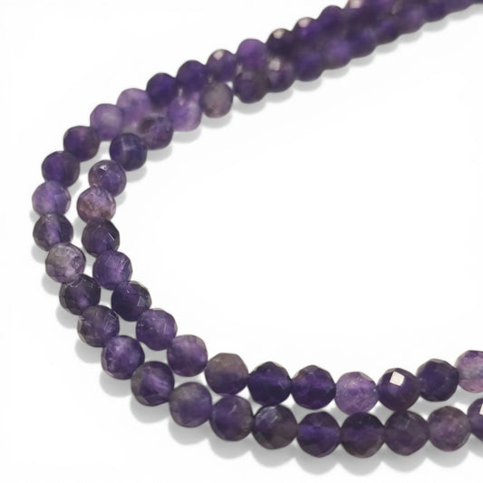 Fil de Perles en Améthyste Naturelle – Rondes Facettées – 4 à 4,5 mm – 39 cm