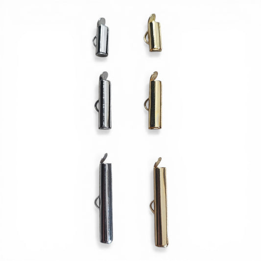 x2 Tubes à Fermeture Coulissante en Acier Inoxydable 304 – Doré ou Acier – 3 Tailles