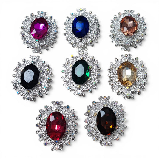Perle Ovale Baroque en Métal et Gros Cabochon – 32 x 28 mm – Compatible Tiges