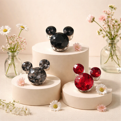 Perle Tête de Souris en Métal et Strass – Style Mickey – Compatible Tiges – Couleurs au Choix