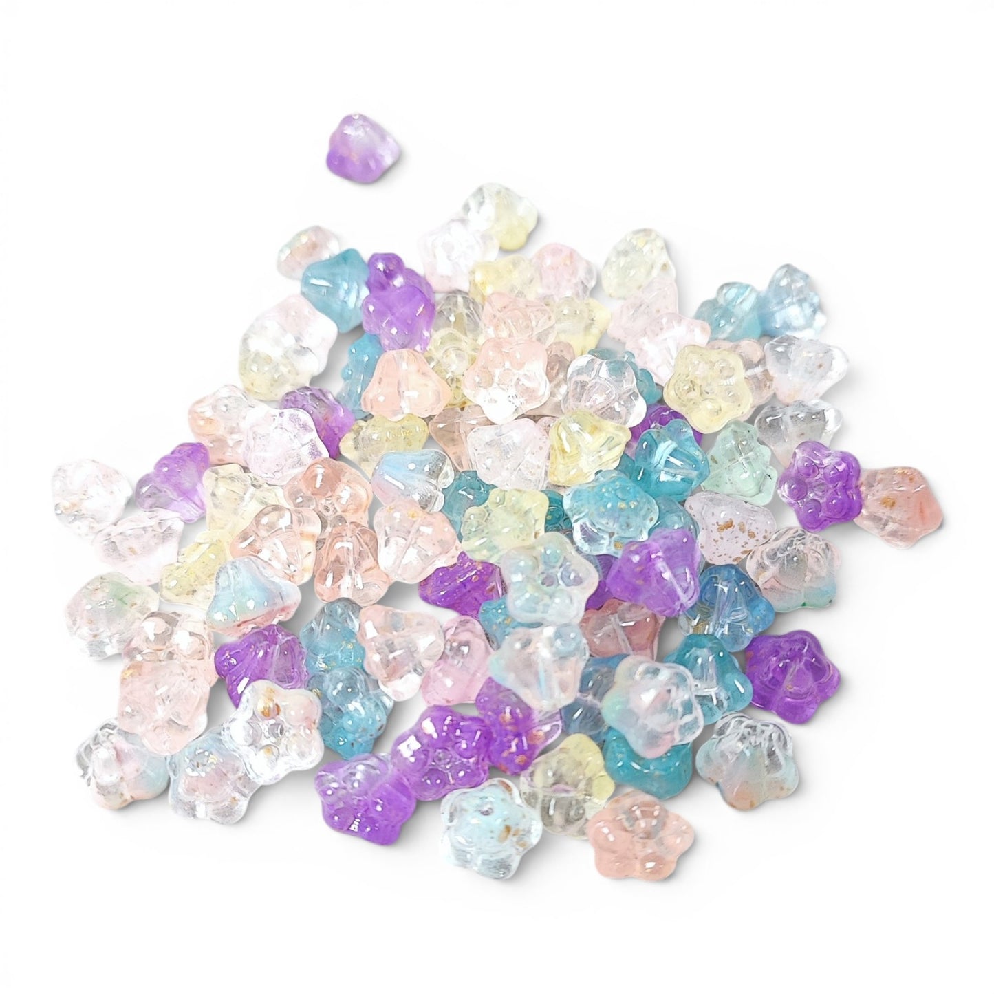 x20 Perles en Verre Pailletées – Forme Clochette – 10x10,5mm