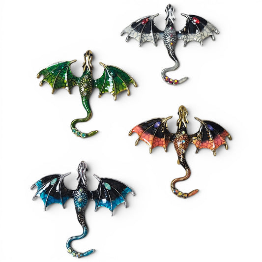 Broche Dragon en Alliage et Émail – 6x7cm