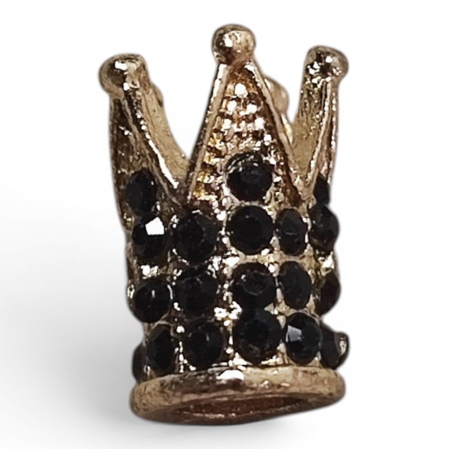 Perles mini couronnes en métal et strass – Compatibles tiges – 13 x 9 mm