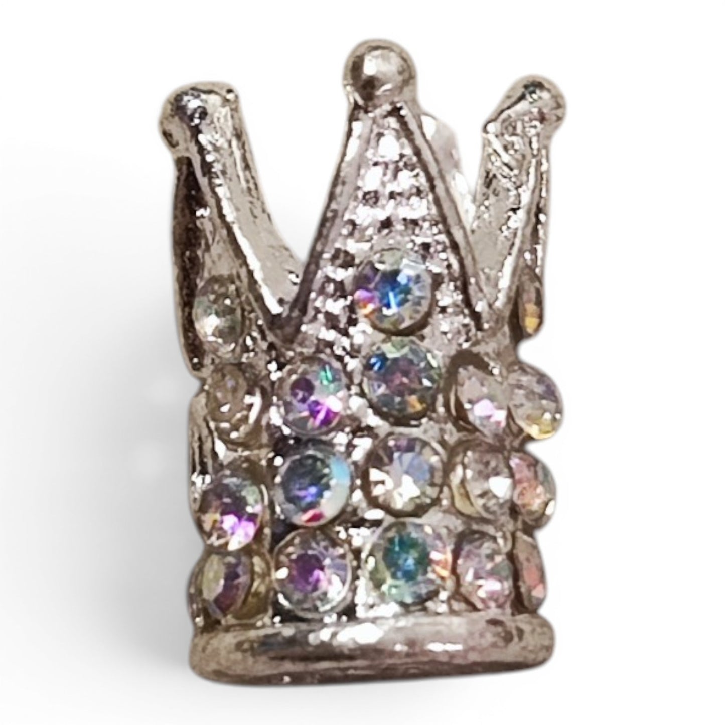 Perles mini couronnes en métal et strass – Compatibles tiges – 13 x 9 mm