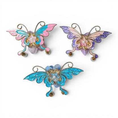 Perles XL spéciales tiges – Fleur acrylique et papillon émaillé – 3 couleurs au choix