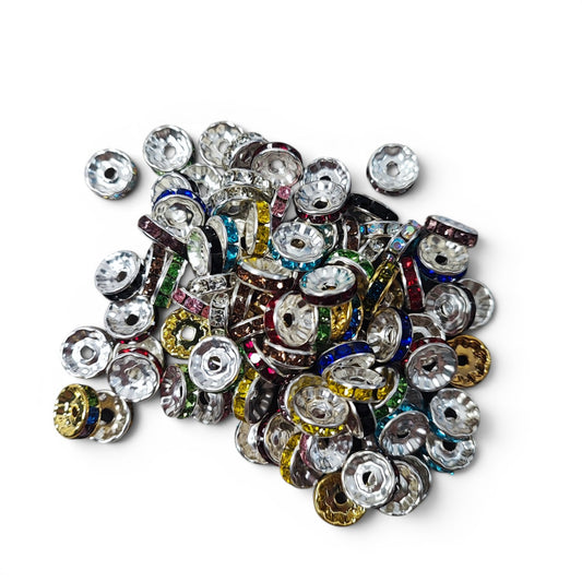 x1 Perle intercalaire en aluminium et strass – Spéciales tiges