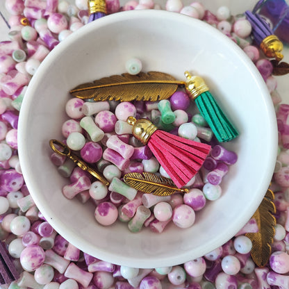 Collection « Jardin Bohème » – Perles en verre et détails dorés