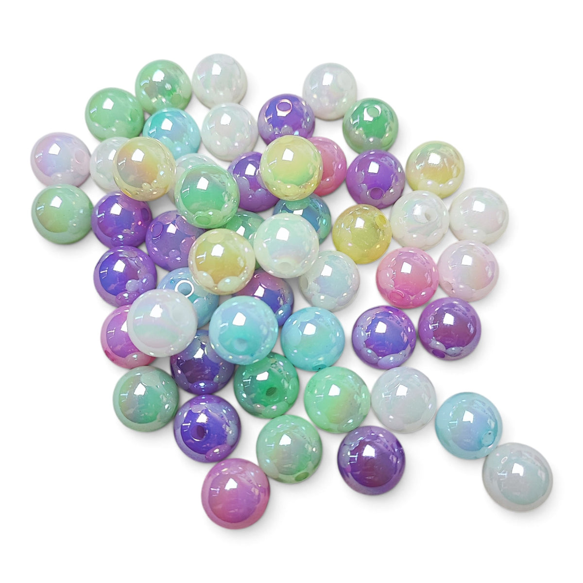 Lot de 5 perles acryliques nacrées brillantes – Rondes 14 mm – Spéciales Tige
