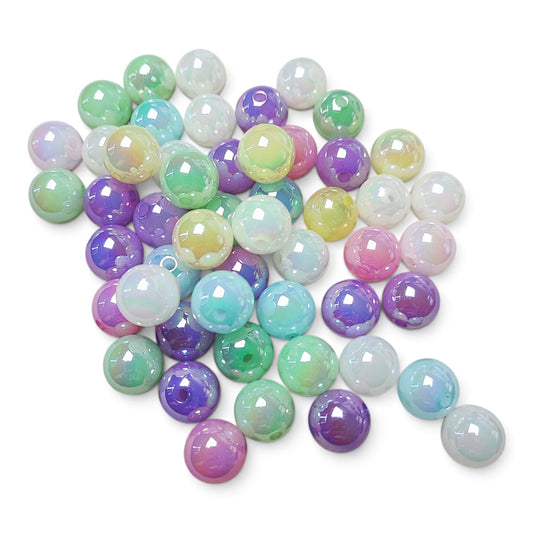 Lot de 5 perles acryliques nacrées brillantes – Rondes 14 mm – Spéciales Tige