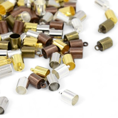 x4 Embouts Cylindres en Laiton – pour cordons Ø 4,5 à 5,5 mm – Couleurs au choix