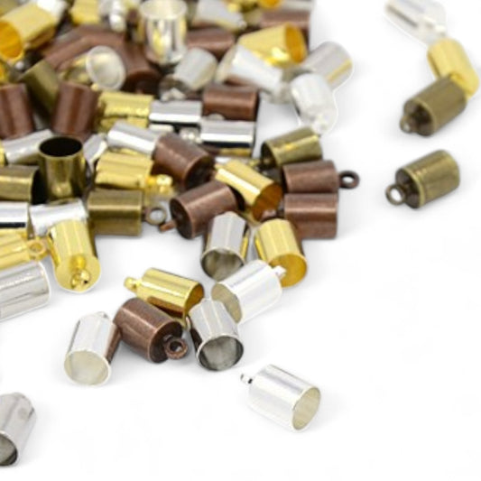 x4 Embouts Cylindres en Laiton – pour cordons Ø 4,5 à 5,5 mm – Couleurs au choix
