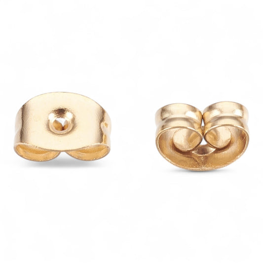x10 Poussoirs d’Oreilles en Acier Inoxydable 304 – Plaqué Or 24K – 4x6 mm
