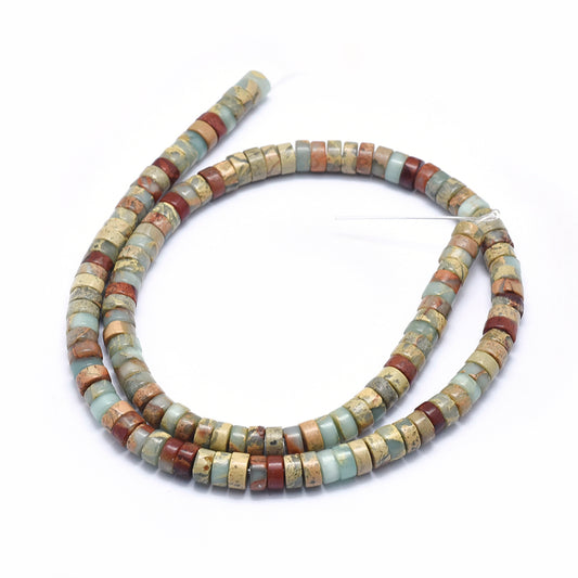x20 Perles de Jaspe Aqua Terra Naturelles – Heishi 6 mm
