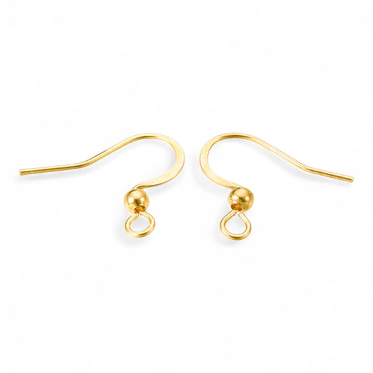 1 paire Crochets de boucles d’oreilles en acier chirurgical 316L plaqué or 18K
