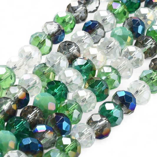 Perles en Verre à Facettes – Rondelles Vert  – 8x6 mm