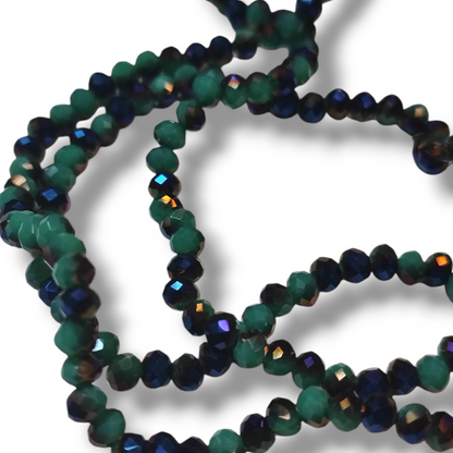 Fil de Perles en Verre à Facettes Effets métallisés bleu – 4x3 mm – Couleurs au choix