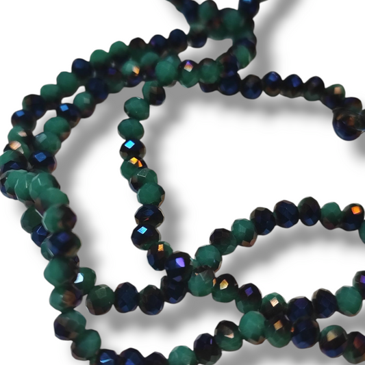 Fil de Perles en Verre à Facettes Effets métallisés bleu – 4x3 mm – Couleurs au choix
