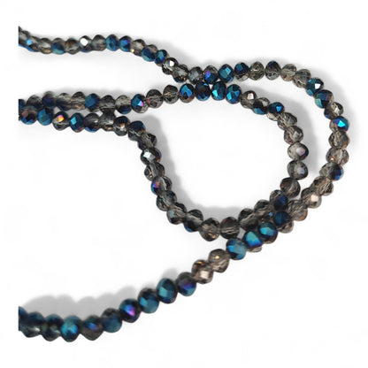 Fil de Perles en Verre à Facettes Effets métallisés – 4x3 mm – Couleurs au choix