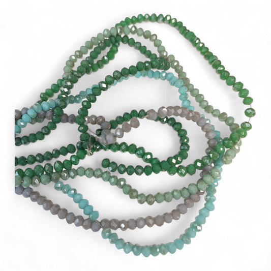 Fil de Perles en Verre à Facettes Effet brillant – 4x3 mm – Couleurs au choix