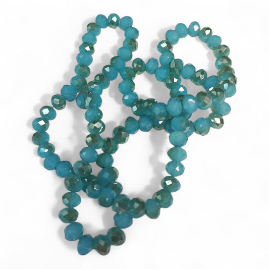 Fil de Perles en Verre opaline à Facettes et Effet brillant – 6x4,5 mm – Couleurs au choix