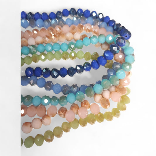 Fil de Perles en Verre à Facettes et Effet brillant – 8x6 mm – Couleurs au choix