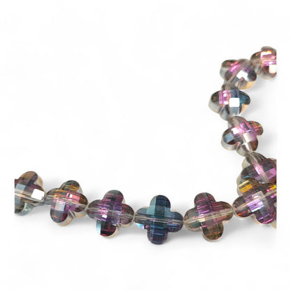 x1 Perle Trèfle Facettée – Cristal Arc-en-Ciel – 16 mm