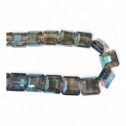 x1 Perle Carrée Facettée – Cristal Électrolytique – 13 mm