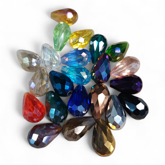 x1 Perle Goutte Facettée – Verre AB – 15 x 10 mm
