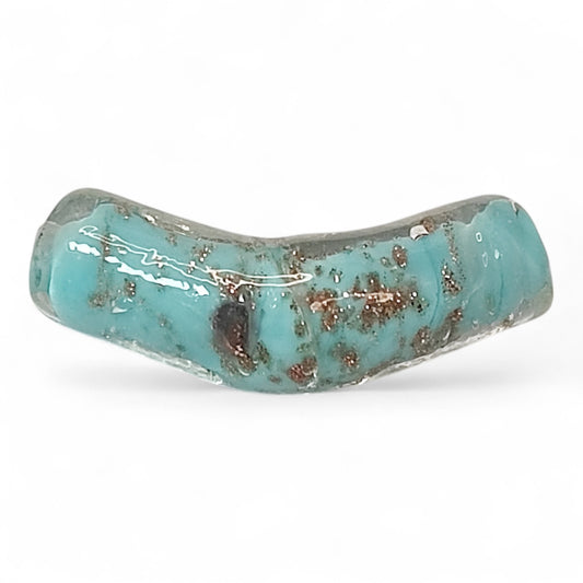 x1 Perle Artisanale Tube Coudé – 38 mm | Verre Soufflé, Sable Doré et Couleurs au Choix