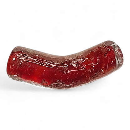 x1 Perle Artisanale Tube Coudé – 38 mm | Verre Soufflé, Sable Doré et Couleurs au Choix