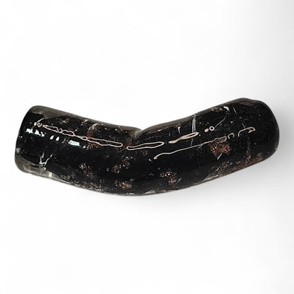 x1 Perle Artisanale Tube Coudé – 38 mm | Verre Soufflé, Sable Doré et Couleurs au Choix
