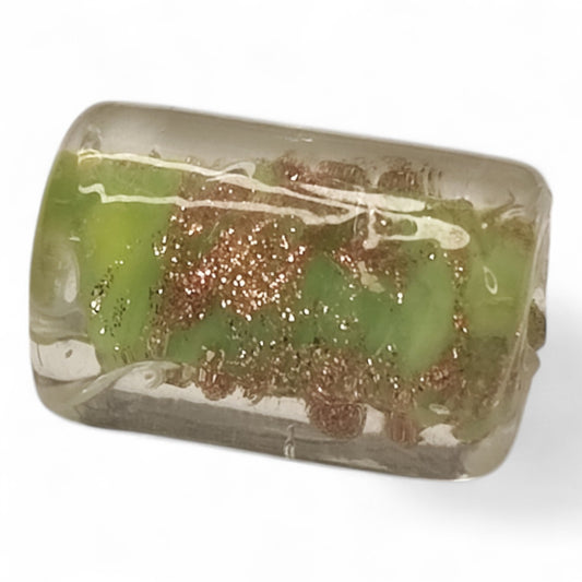 x1 Perle Artisanale Lampwork Colonne – 16 mm | Sable doré