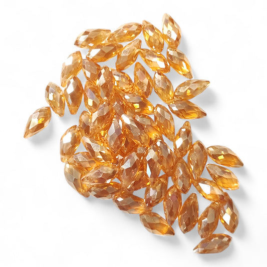 x10 Perles Gouttes Facettées en Verre – 12x6 mm