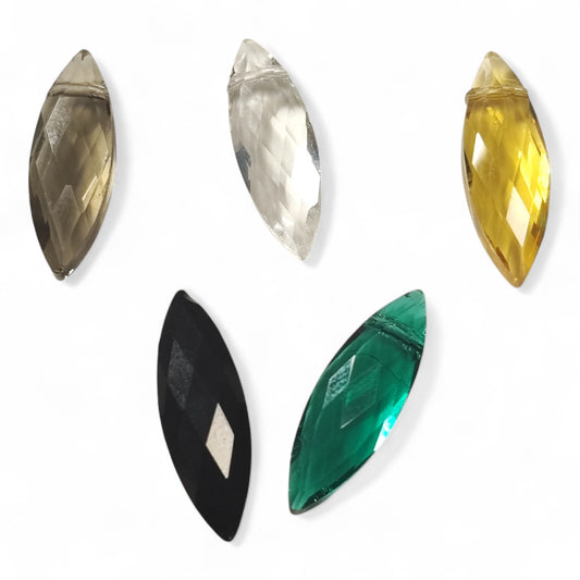 x2 Perles Pendentifs Œil de Cheval Facettées – 22x7 mm