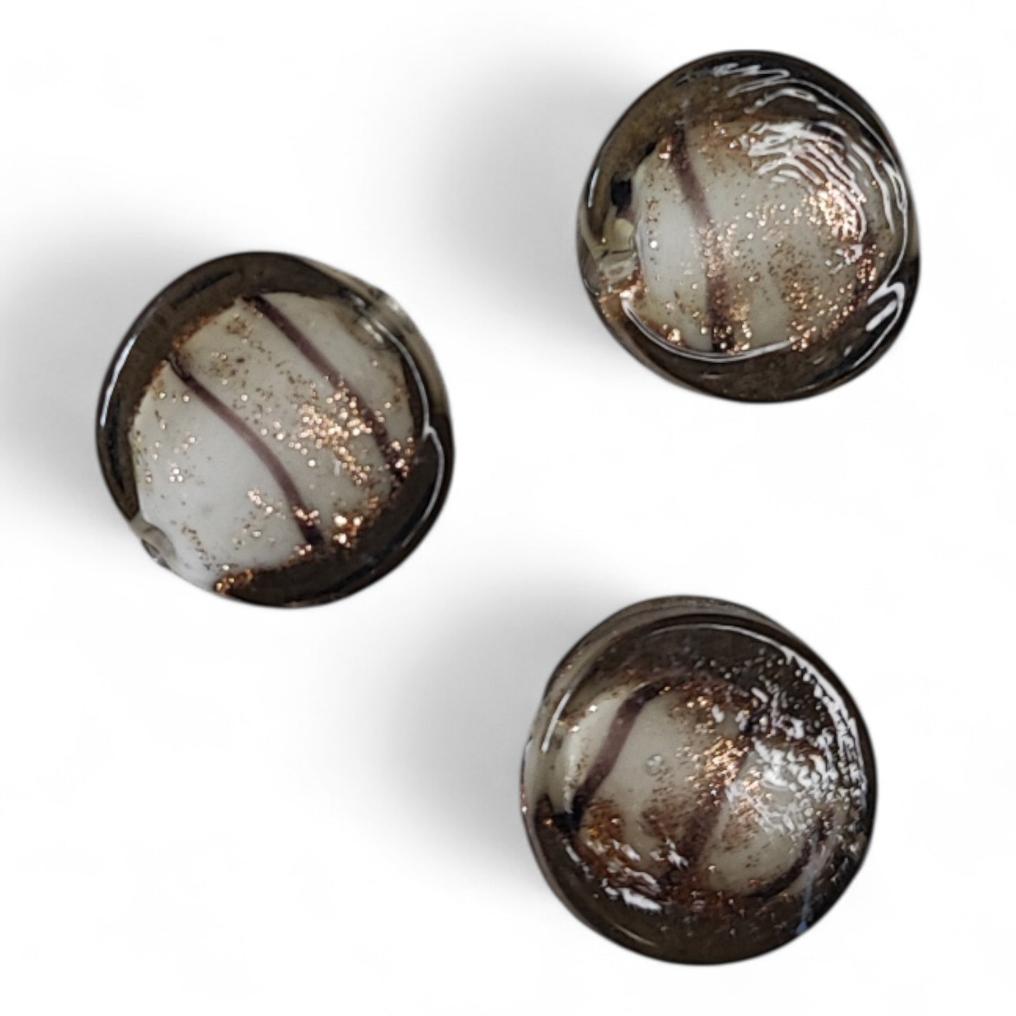 X1 Perle Artisanale en Verre Soufflé – Ronde et Plate 16 mm