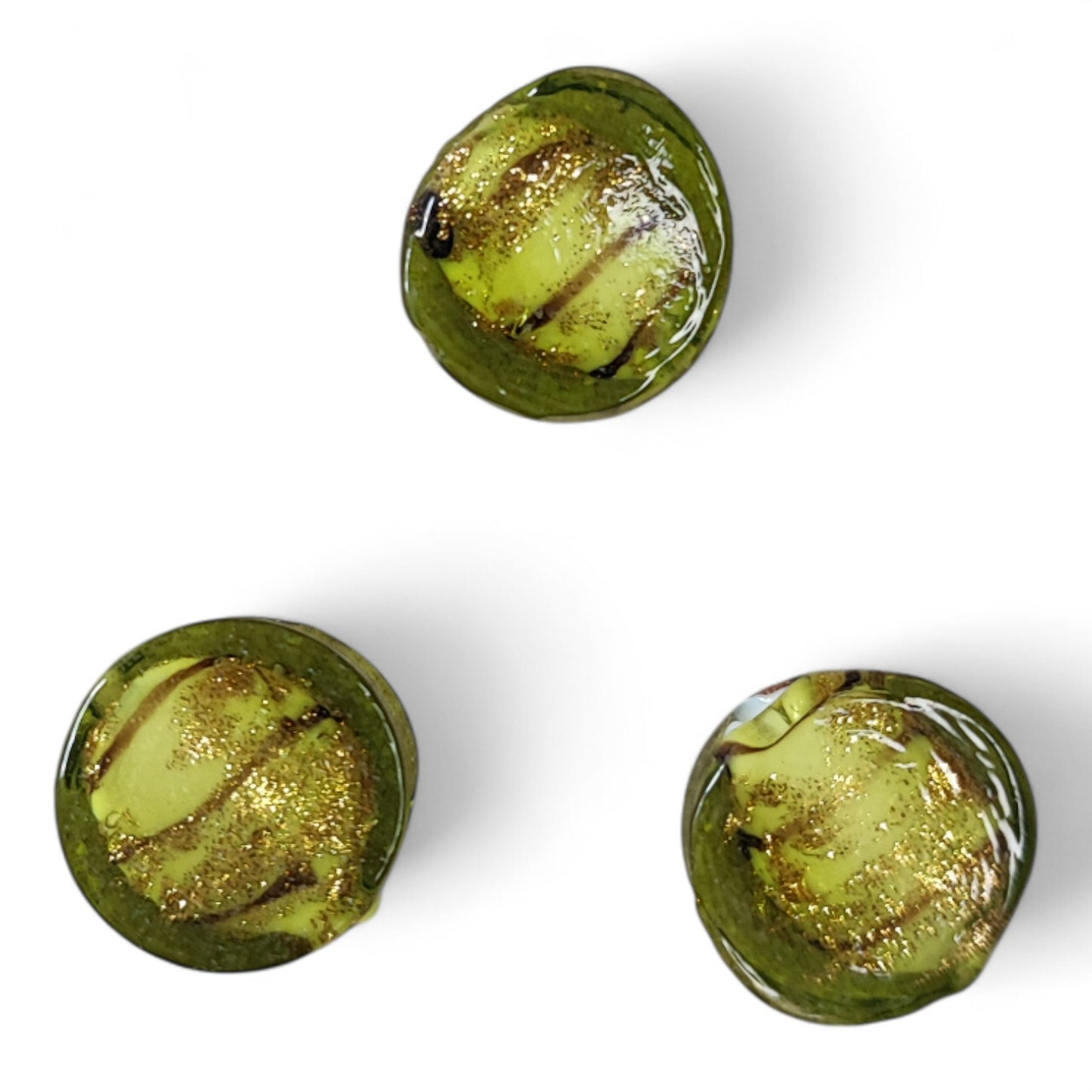 X1 Perle Artisanale en Verre Soufflé – Ronde et Plate 16 mm