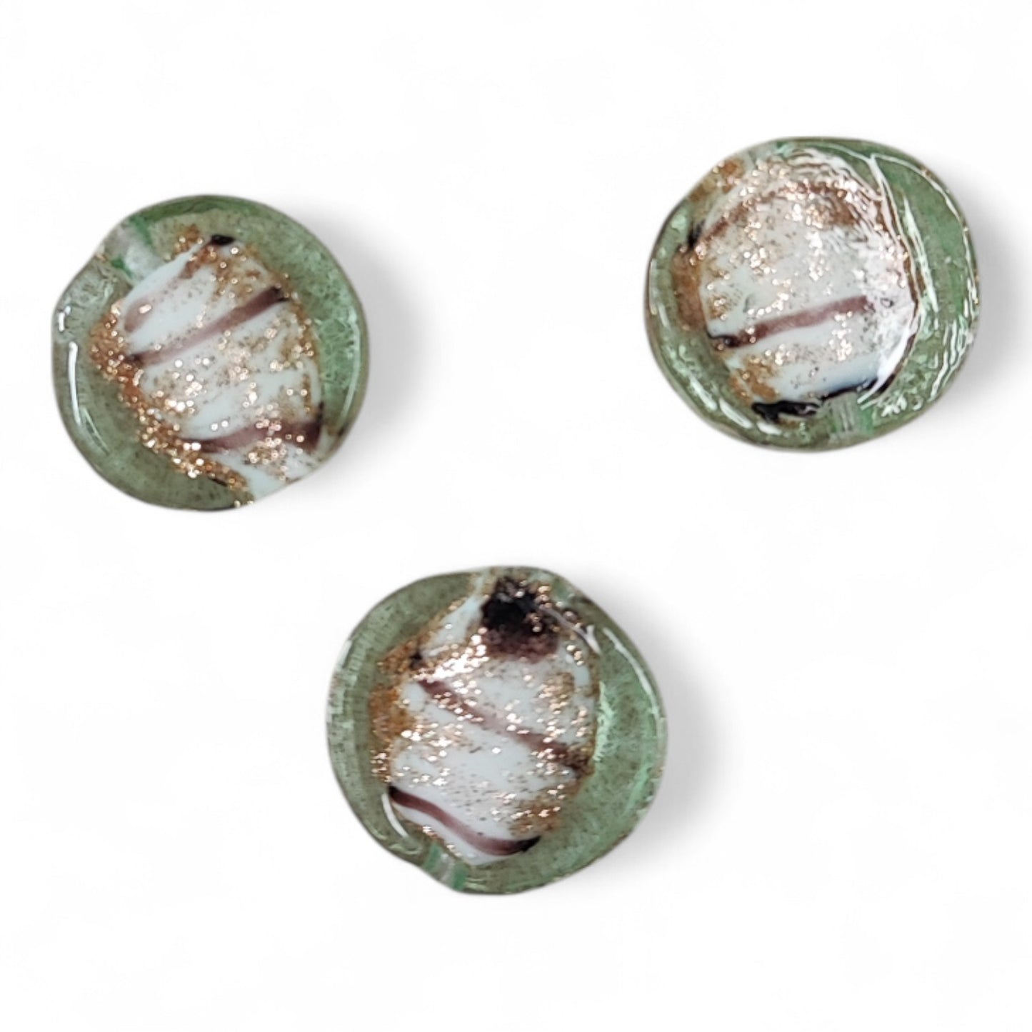 X1 Perle Artisanale en Verre Soufflé – Ronde et Plate 16 mm