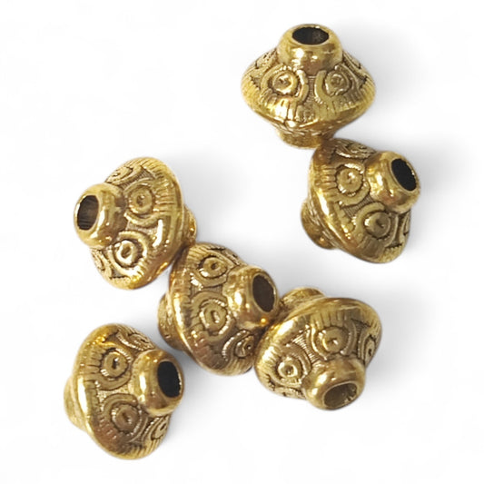 x5 Perles d’Espacement Bicônes Style Tibétain – 6,5 mm