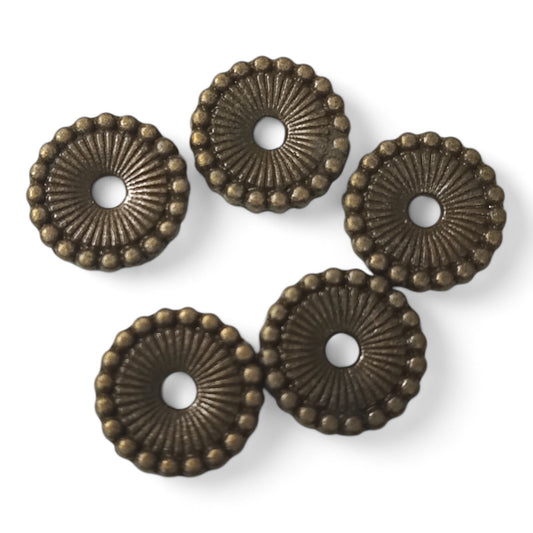 x5 Perles Intercalaires Striées Style Tibétain – 12 mm