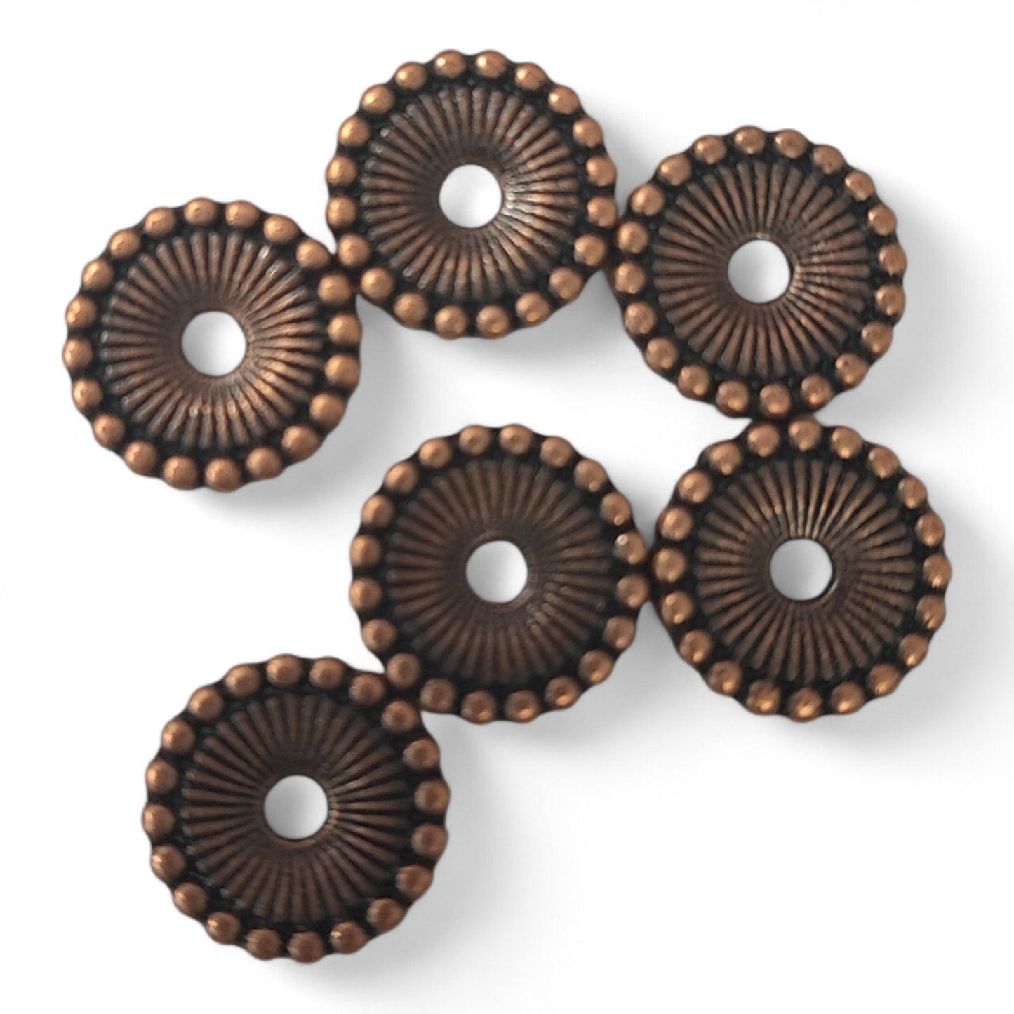 x5 Perles Intercalaires Striées Style Tibétain – 12 mm