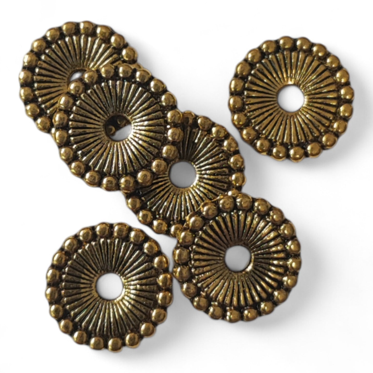 x5 Perles Intercalaires Striées Style Tibétain – 12 mm